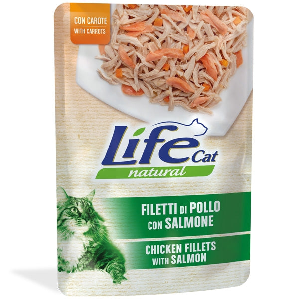 Life Cat Pollo Salmone e Carote Busta 70gr Life Cat Pollo Salmone e Carote Busta 70gr
